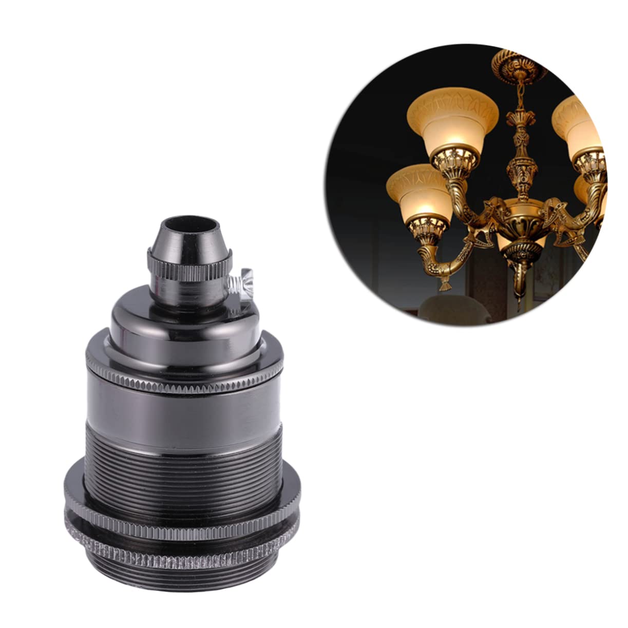 OSALADI Adattatore Per Attacco E27 Da 2 Pezzi Attacco Per Lampadina E27 Compatibile Con Capacità Di Carico 110-250 W Portalampada in Metallo Nero Per Lampade A Sospensione