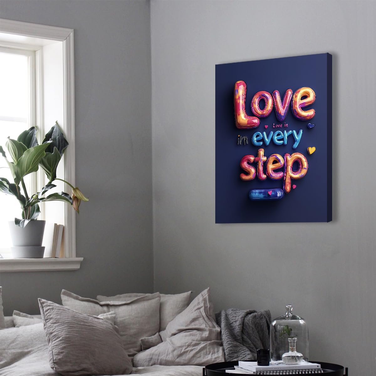 CHERHERART Cartel de pared de lienzo romántico de amor citas modernas inspiradoras vibrantes grabados de fotos para salón dormitorio oficina estructura interior 65x85cm