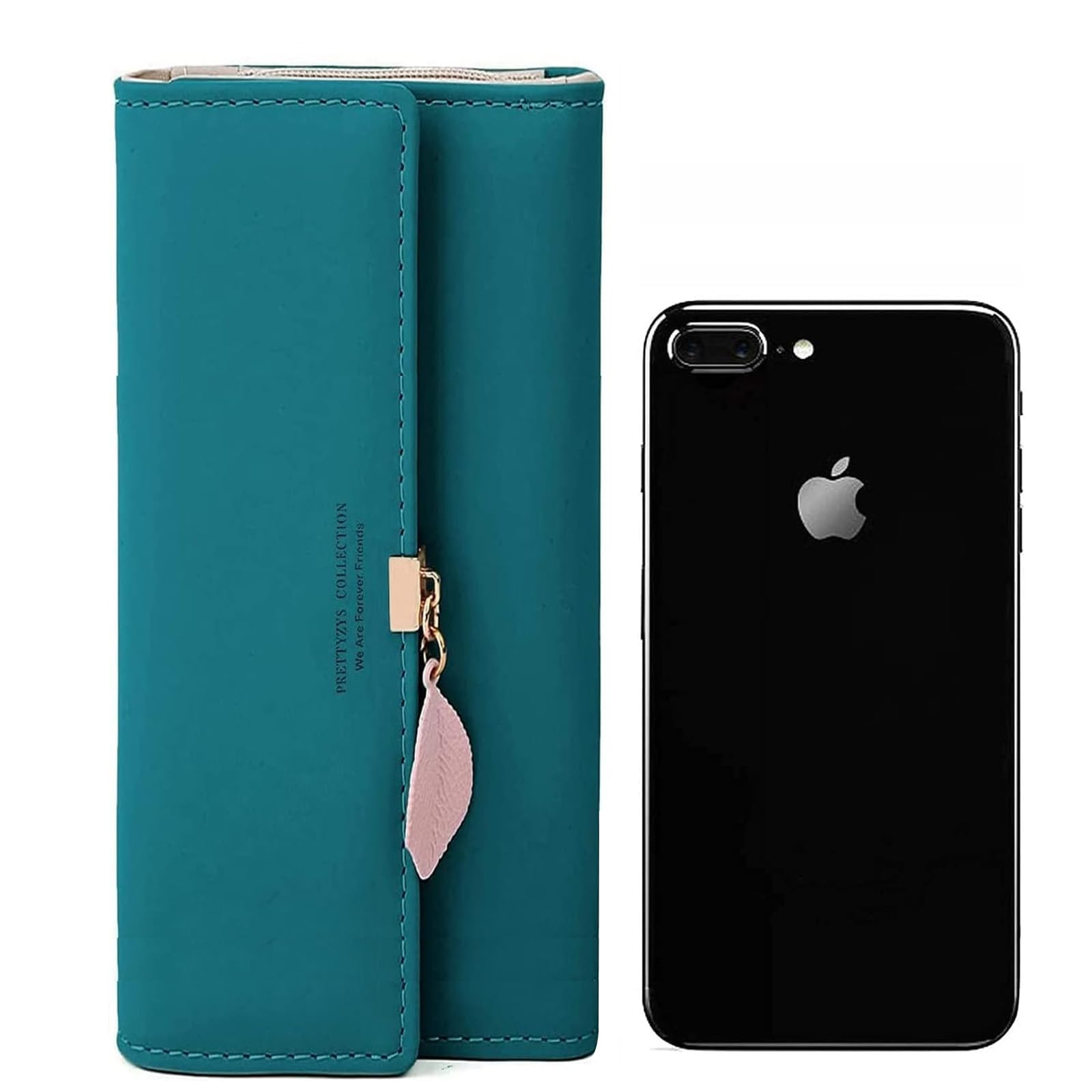 ANYWN Geldbörse Damen Gross, Lang Portemonnaie, Elegant Damen Geldbeutel mit Kartenfächer und Kleingeldfach MeerGrün