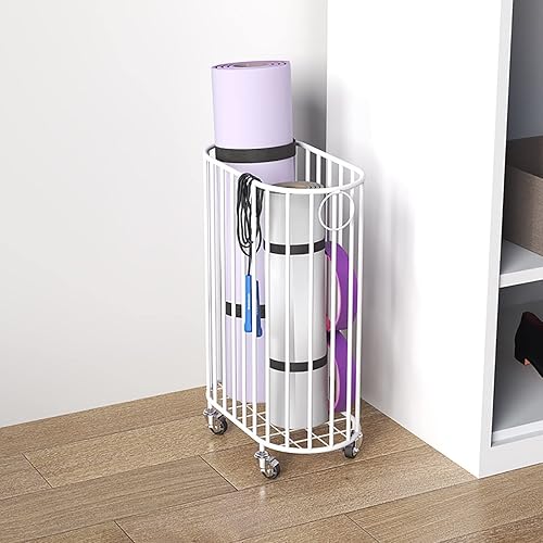 Miniatura 4 de Easyars Estantes de almacenamiento de metal para esterilla de yoga, cesta profunda de almacenamiento de gimnasio en casa, organizador de