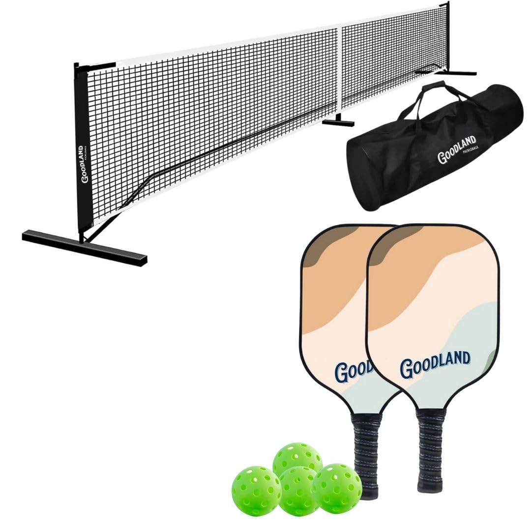 Goodland Portable Pickleball Play kit, 22FT Pickleball and Tennis Net with 2 Fiberglass Pickleball Paddles, 4 Pickleballs Easy Setup Poly Sports Net with Poles - for Indoor or Outdoor Court (Soho) (B0D47CH81V) Amazon Price History, Amazon Price Tracker