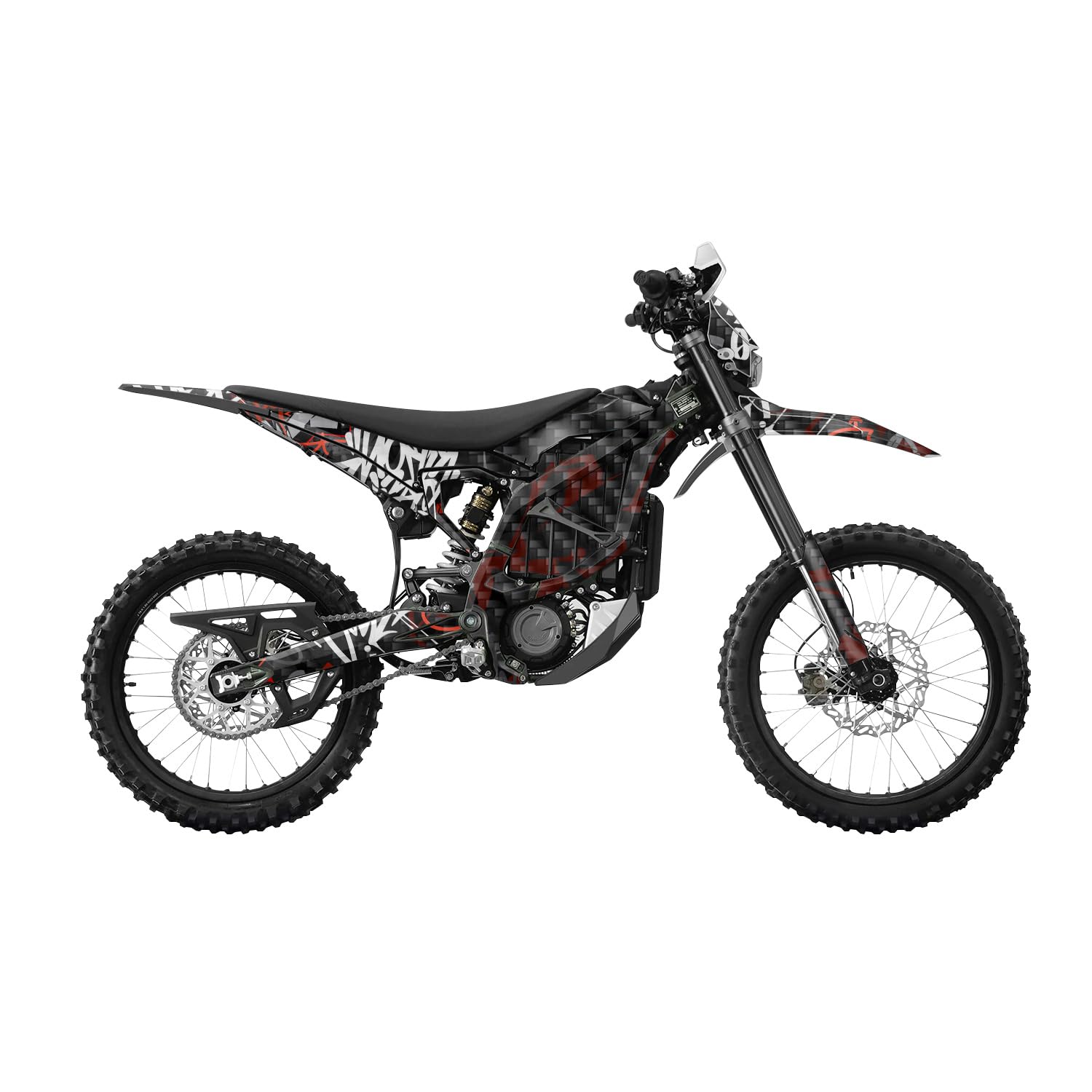 Carbon Fiber Surron Ultra Bee Graphics Kit Wrap - Red Tag - Sur-Ron Skin - Premium 3M Vinyl Protective Wrap Decal Cover - Easy to Apply | Crafted in The USA by MightySkins