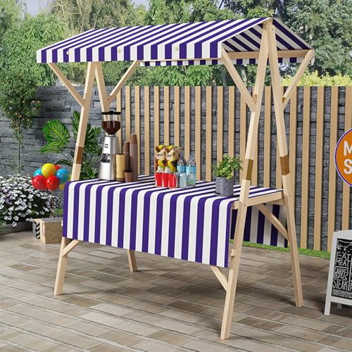 ZIGTUEI Genérico Puesto De Mercado con Toldo, Carrito De Comida Callejera De Madera, Puestos Plegables, para Venta De Alimentos,para Puestos Callejeros, Ferias De Artesanía(Blue,120cm/47.2in)