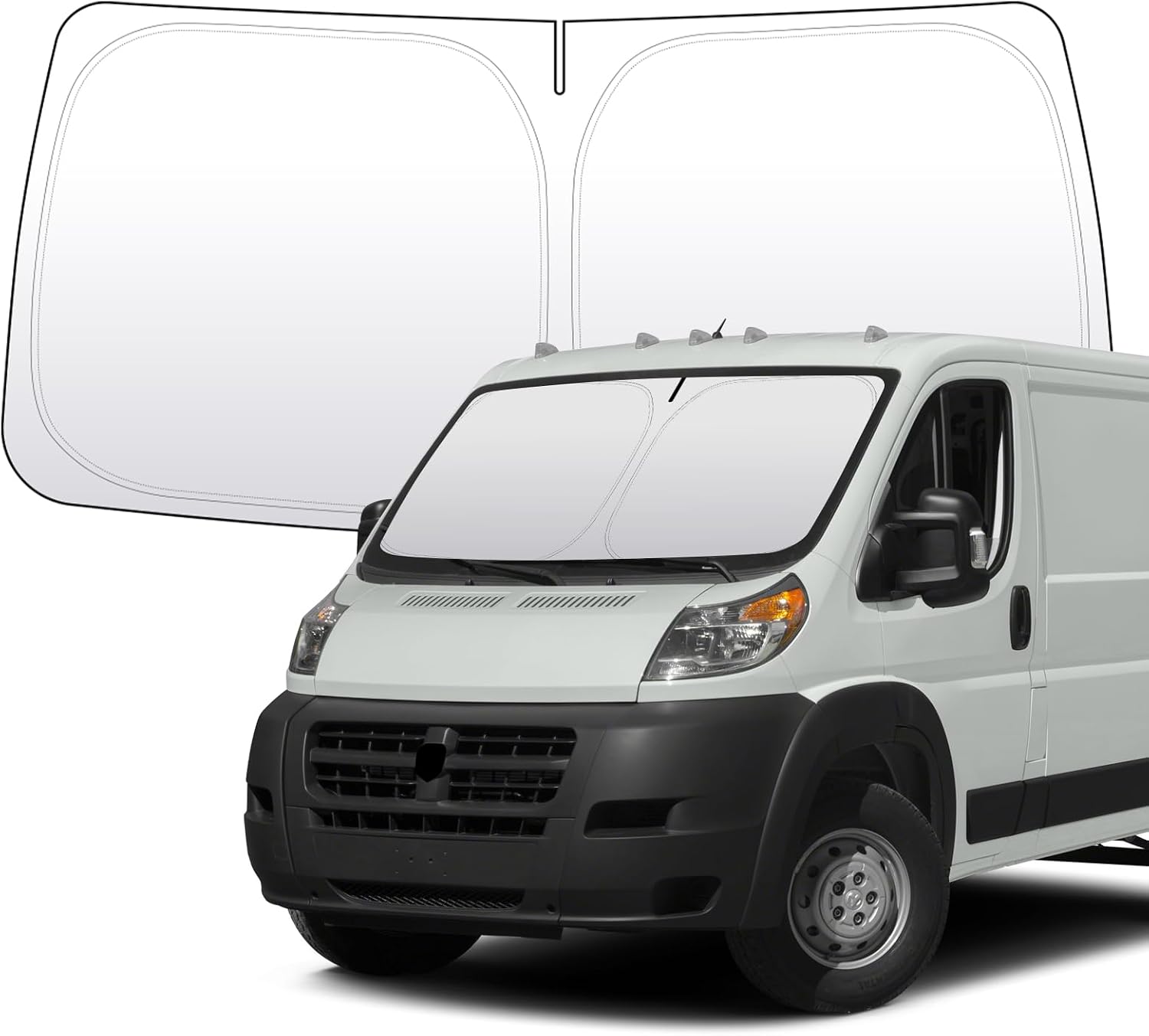 Thickened 2-Layer Front Windshield Sun Shade Compatible for RAM ProMaster 2014-2023 Foldable Sunshade Custom Fit Sun Visor Keeps Car Interior Cool Blocks UV Rays (for Dodge RAM ProMaster 2014-2023)