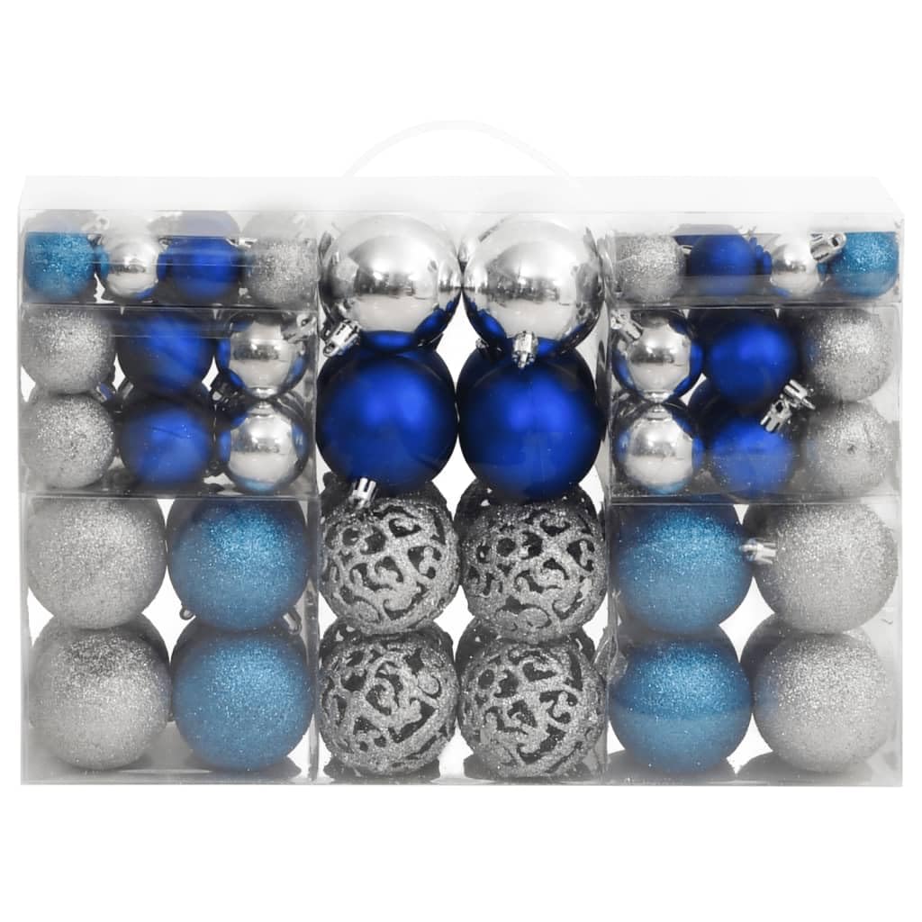 SePkus Christbaumkugeln zum Aufhängen, Weihnachtskugeln, 100 Stück, Blau und Silber, 3/4/6 cm, Christbaumschmuck-Set oder Weihnachtsbaum, Zuhause, Haus, Bar, Party