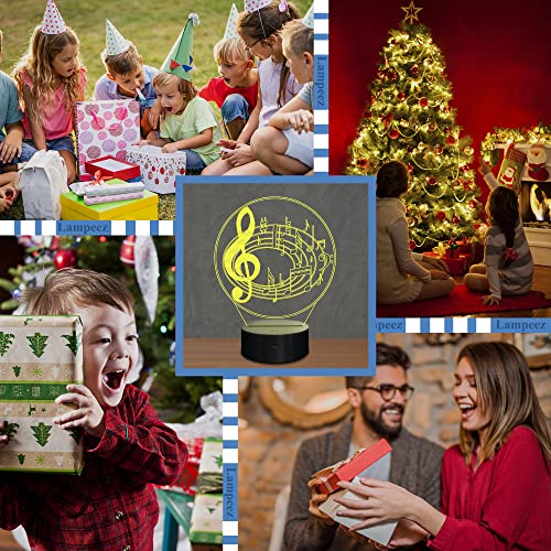 Lampeez 3D Music Note Night Light Illusion Led Lamp,16 Color Change Remote Room Home Decor Birthday Gifts For Child Boy And Girl Amazing Idea Choice For Musical Instrument Shop Party Supply Decoration #TOP6
