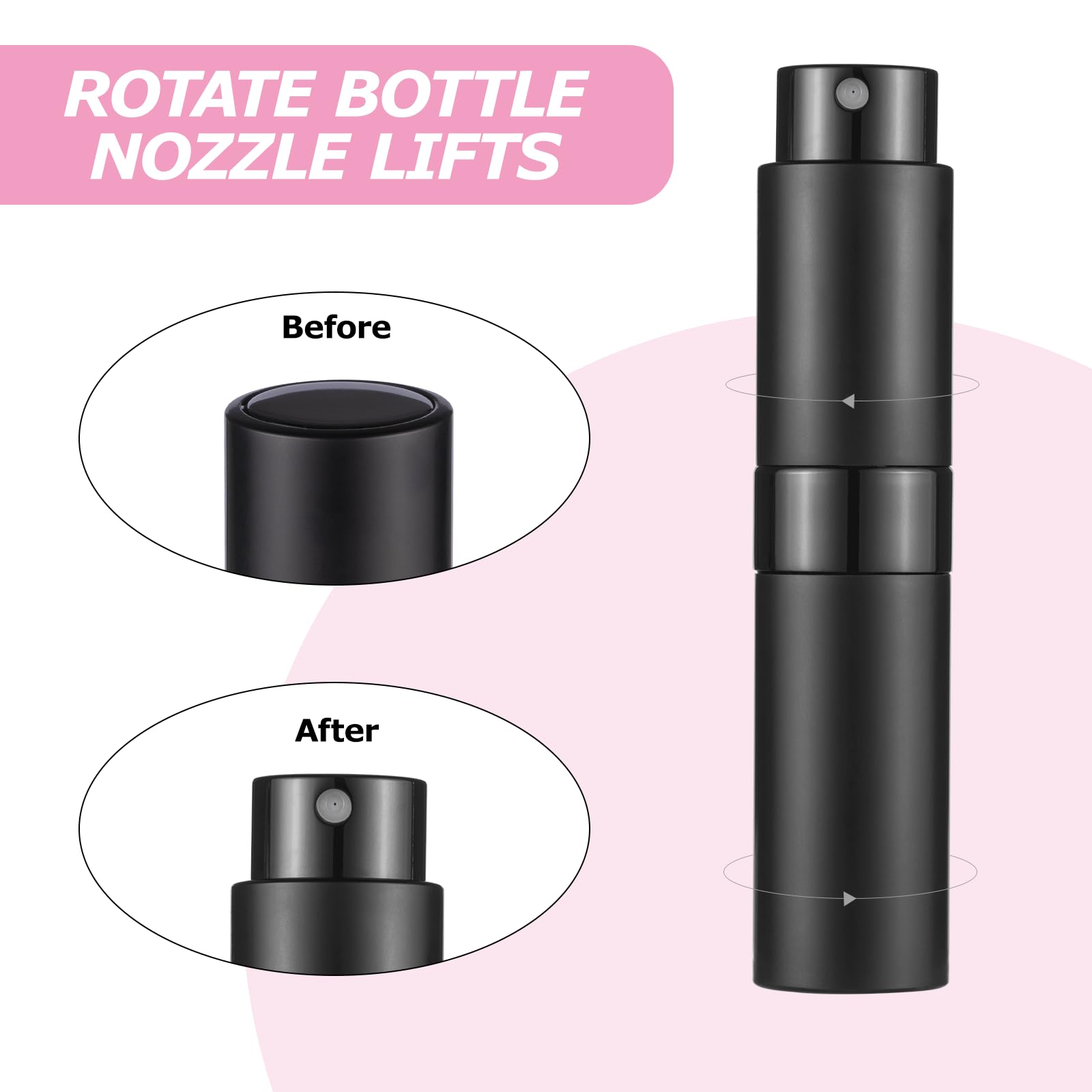 Kiperline 4 sztuki rozpylaczy do perfum, 8 ml, mini butelki na perfumy, do ponownego napełniania, przenośne butelki z rozpylaczem, na podróż
