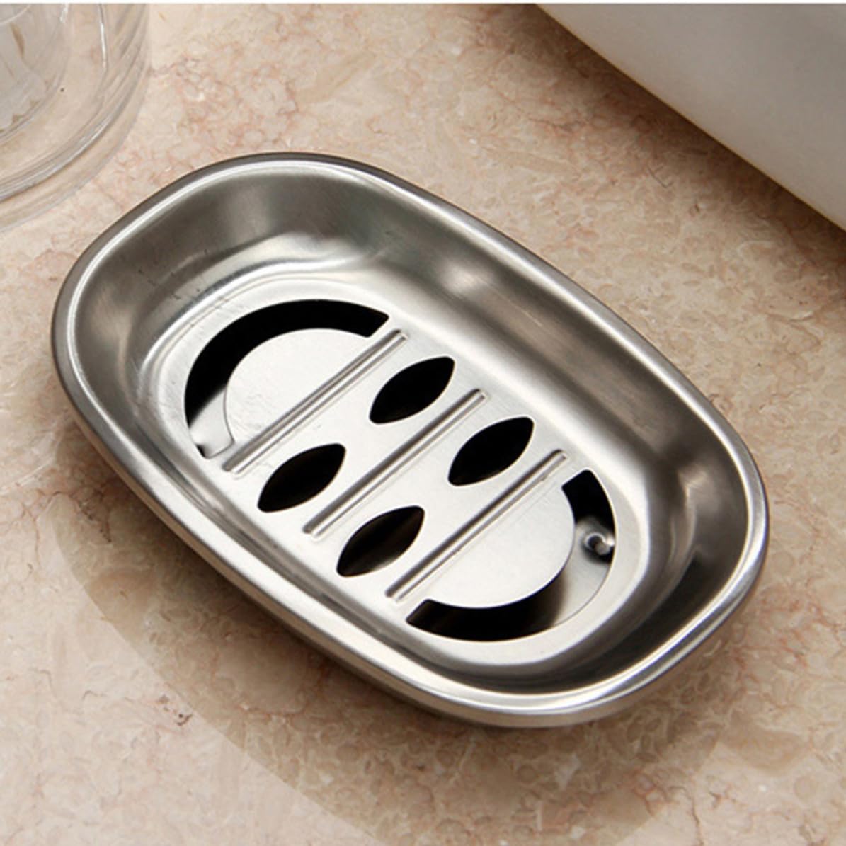 Gatuida Jaboneras de Acero Inoxidable 2piezas Doble Capa y Drenaje para Baño y Cocina, Bandeja Oval para Jabón Que Permite Secar y Prolongar Vida del Jabón