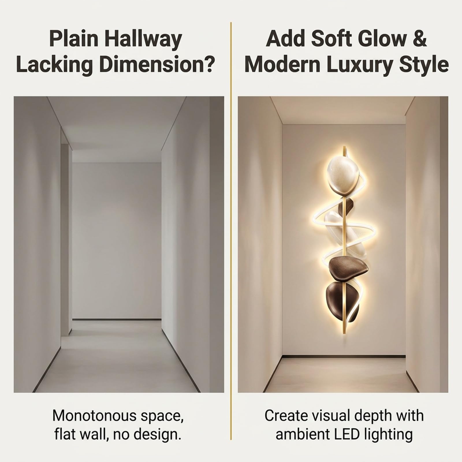 Arte Murale 3D a LED Moderna, Decorazione Scultura da Parete con Luci | Design geometrico 3D, Illuminazione LED calda, Installazione rapida, Arredo casa(D,47.2IN*15.7IN_LED+REMOTE)