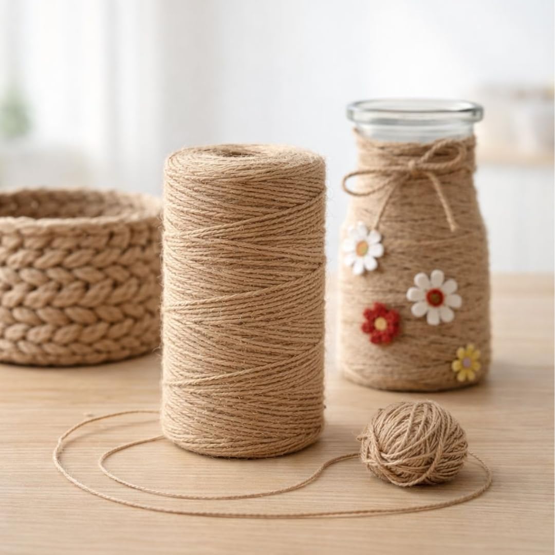Corda di Canapa Naturale 100% Spago Multiuso 1mm 100g per Giardinaggio Macramè