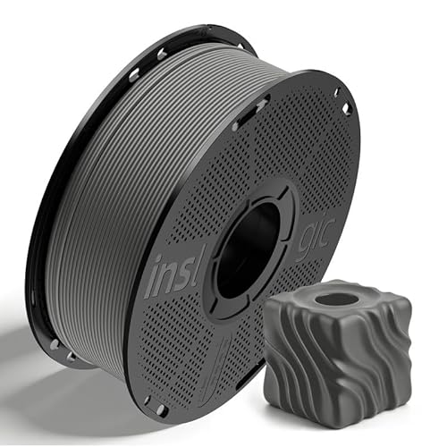 Inslogic Matte PLA Filament 1.75mm 3D Printer Filament, Fine Matte Texture & High Precision, Dimensional Accuracy +/- 0.02mm, 1kg Spool (2.2lbs) Fit Most FDM 3D Printers, Gray