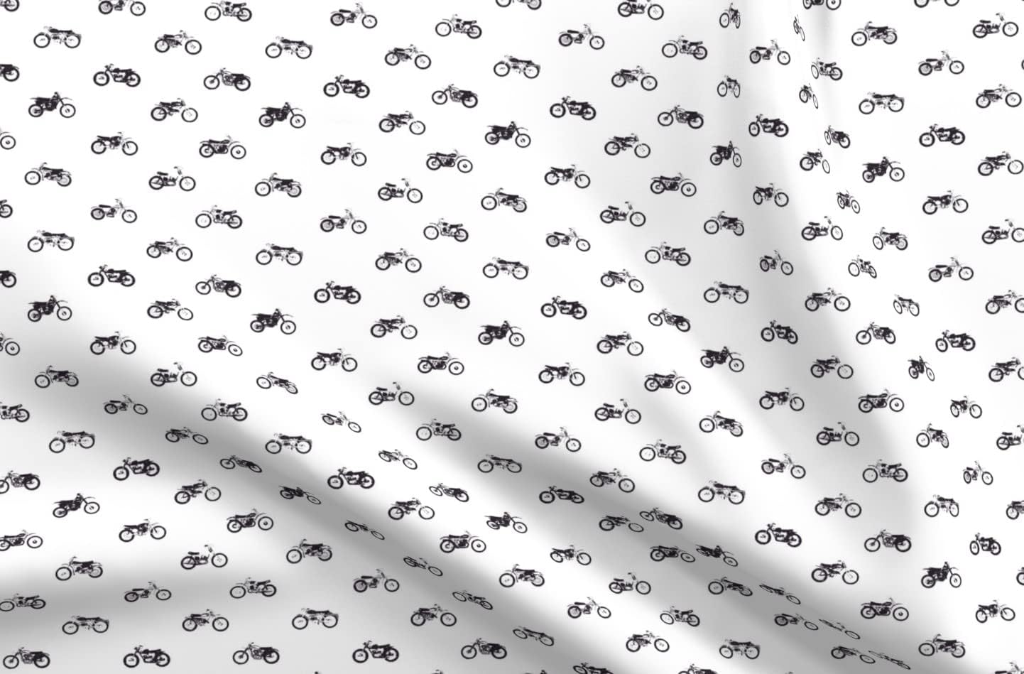 Spoonflower Fabric - Classic Black White Motorcycle Dirt Bike Vintage Small Printed on Upholstery Velvet Fabric Fat Quarter - Upholstery Home Decor Bottomweight Apparel