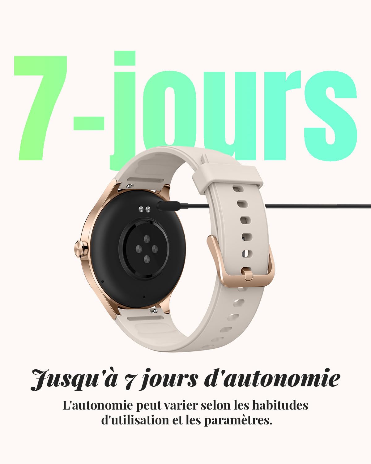TOOBUR Montre Connectée Femme, 40mm Montre Sport, Étanche IP68, Beige | 100+ Modes Sportives, Compatible Android/iOS, Répondre Appels, Montre Connectée Santé/Cardio/Sommeil, Smartwatch Podometre