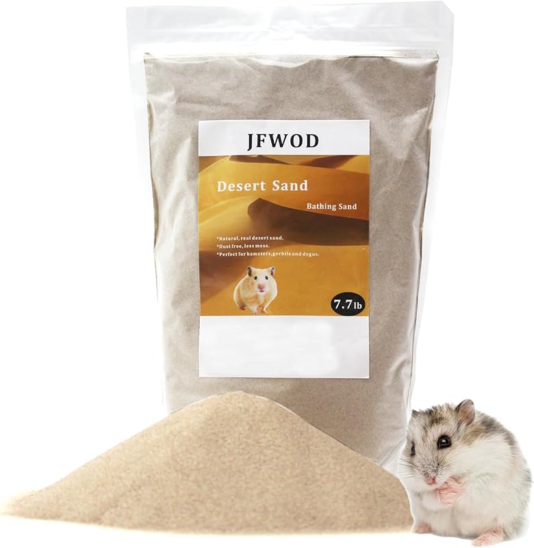 Areia de banho para hamsters JFWOD, areia desértica natural sem fragrância, 3,49 kg (Beige)