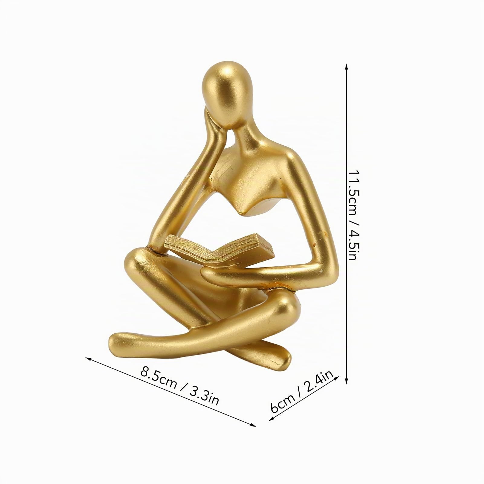 HERCHR Pensatore Statuetta, Sculture Innovativa Signora Lettura Polpa Stampaggio Ufficio Studio Libreria Ornamenti(oro)