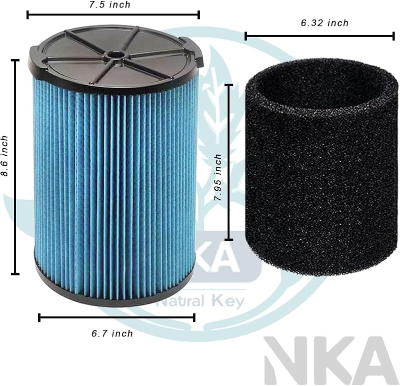 VF5000 Filter for Ridgid Shop Vac Filter 5 gallon, vf5000 filter Kit Compatible with rigid wd09700 filter WD1450 WD1270 WD06700 for 5-20 Gallon Vacuums, 1 pack with 2 Foam Sleeves