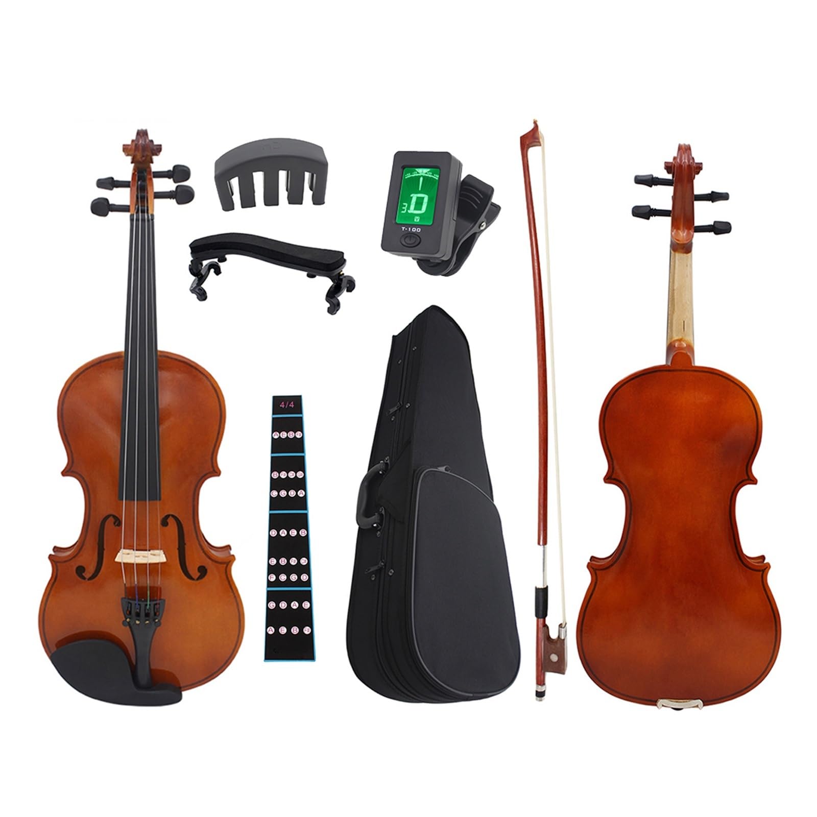BABYCE Adulti Violino 4/4 Violino A Grandezza Naturale Violino Acustico in Legno Massello Custodia per Violino Accessori per Arco Strumento Musicale per Principianti (Color : 1-4)