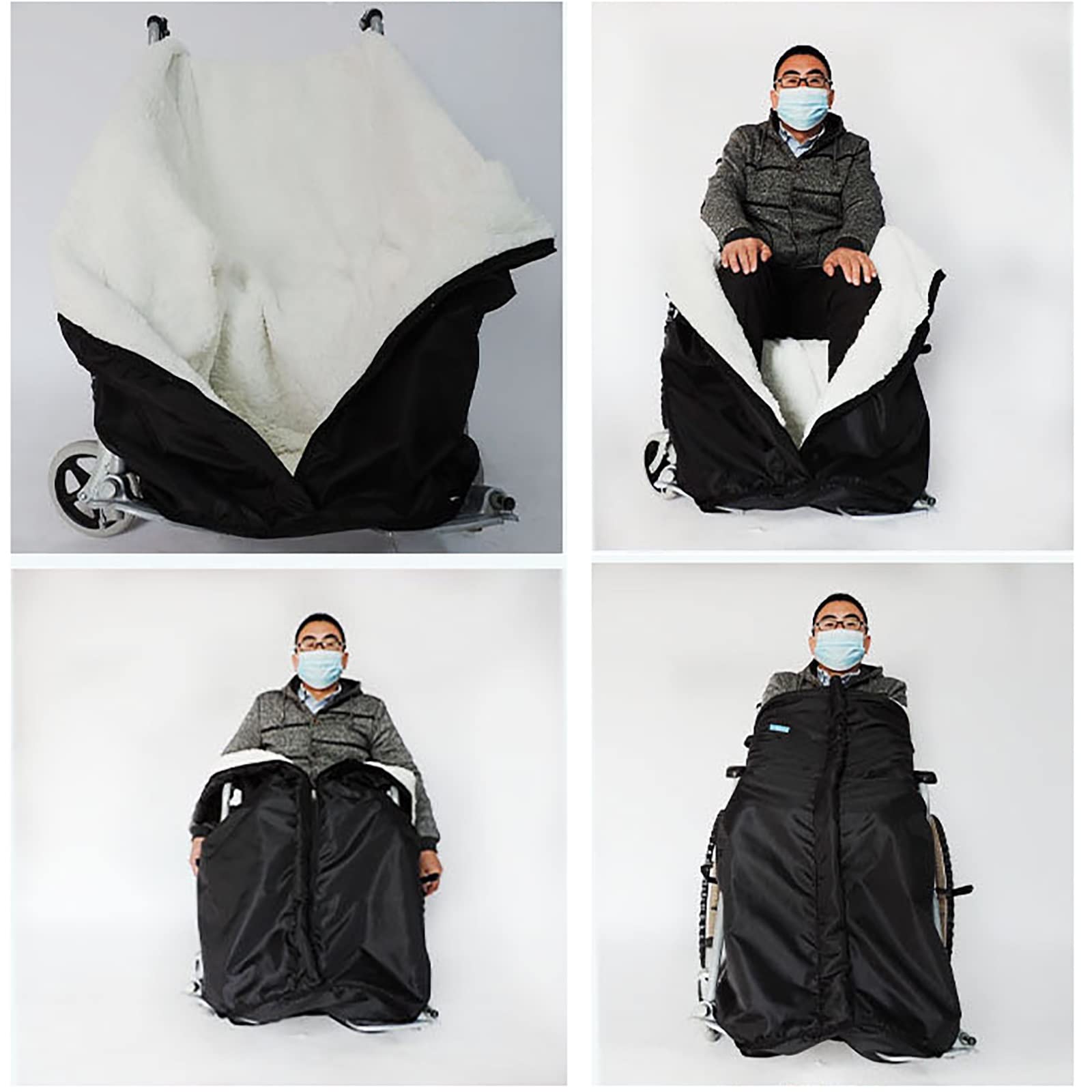 Manta para Silla de Ruedas, Forro de Felpa Gruesa, con Cremallera, cómoda Funda para Las piernas, Apta para sillas de Ruedas manuales y eléctricas.