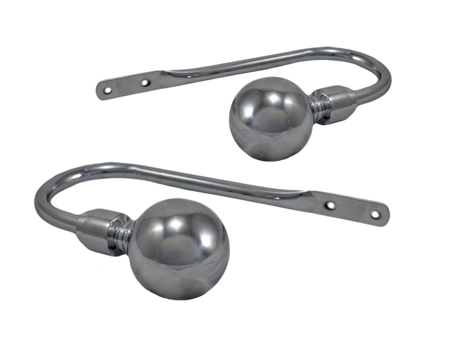 Your Home Online Set Of 2 Metal Ball Black Chrome Brass Black Curtain Pole Holdback Tieback Bracket (Polished Chrome)