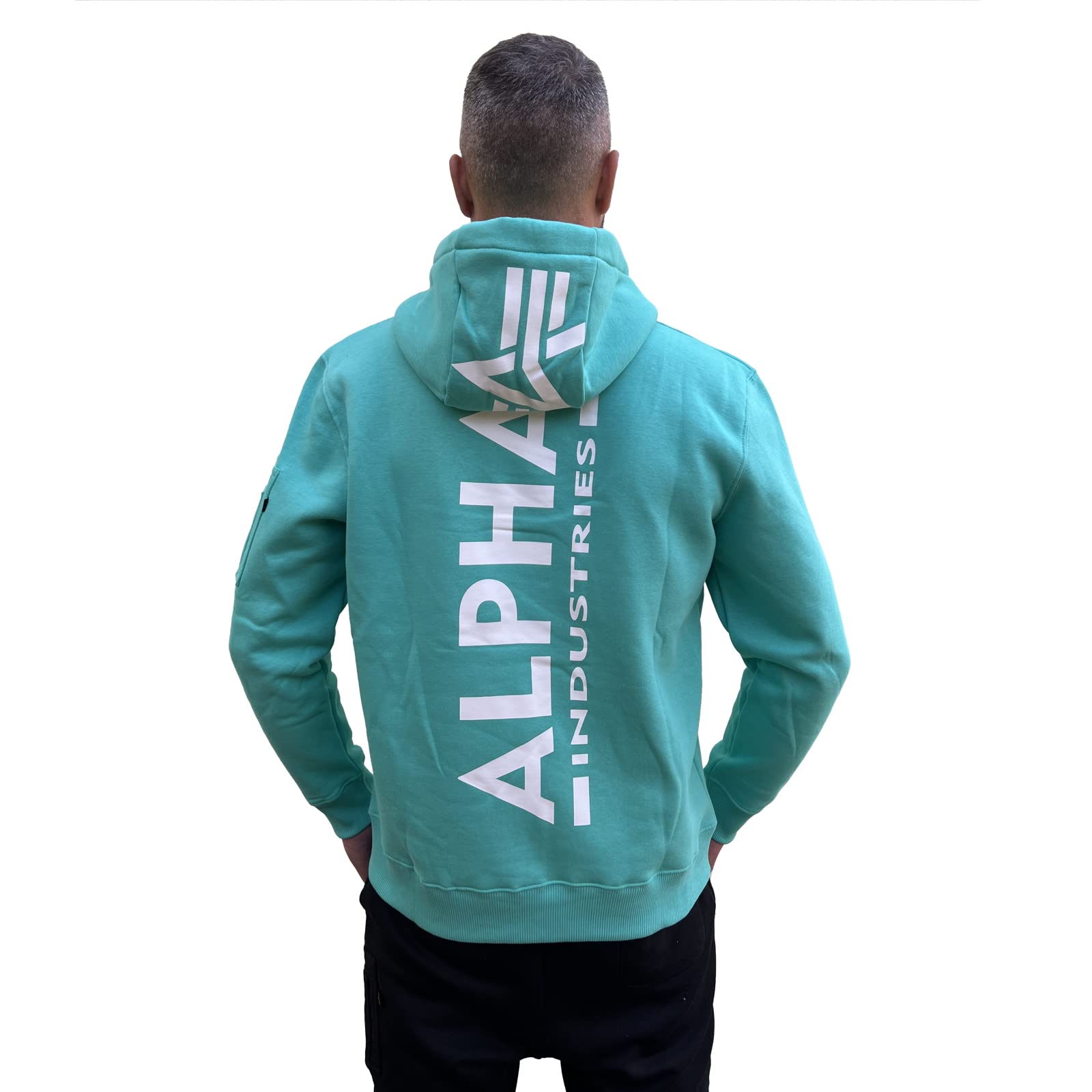 ALPHA INDUSTRIESMen's Back Hoody Foil Print Hooded Sweatshirt