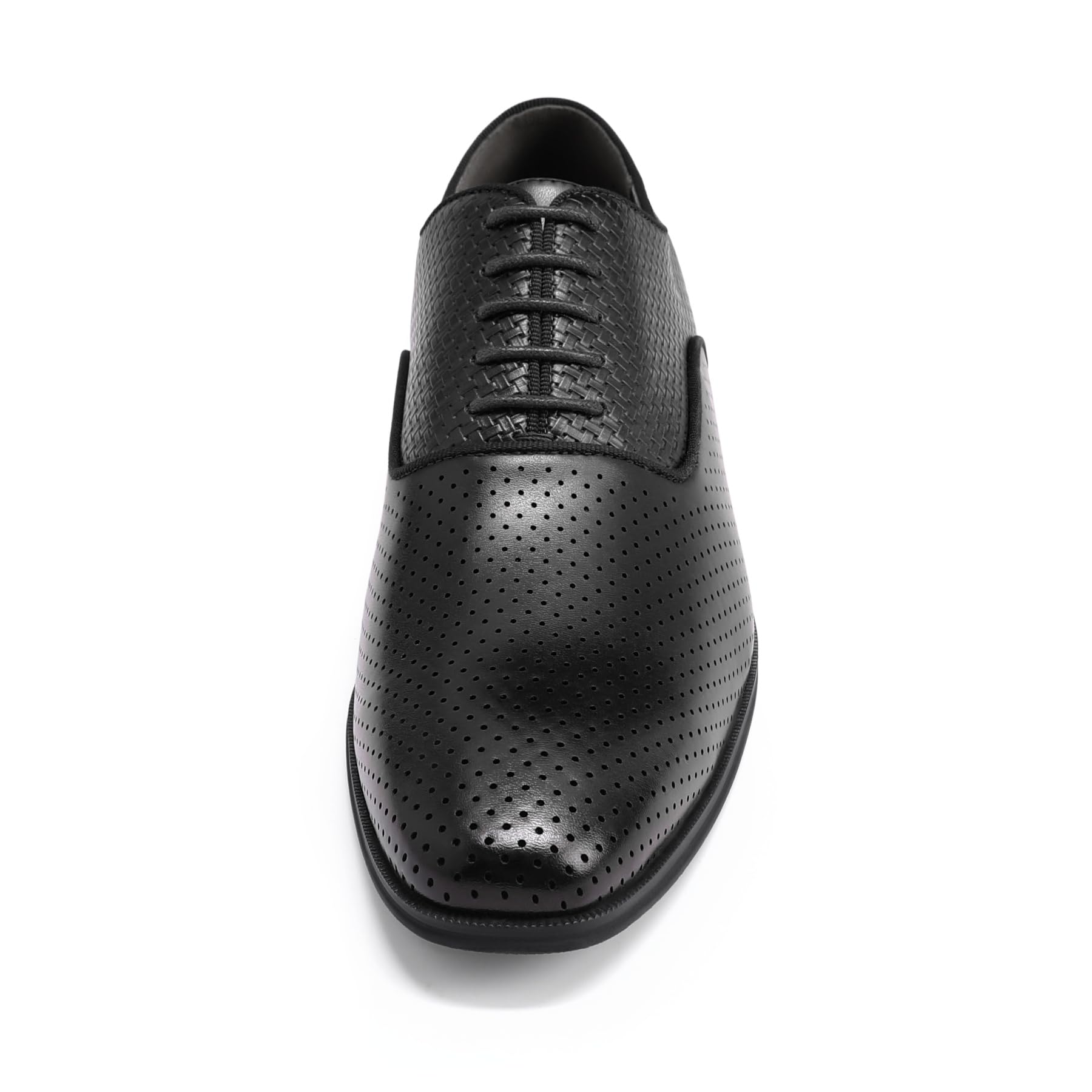 YFFUSHI Zapatos de Cordones para Hombre Oxford Perforados y Transpirables en PU Tejido Trabajo Traje Boda