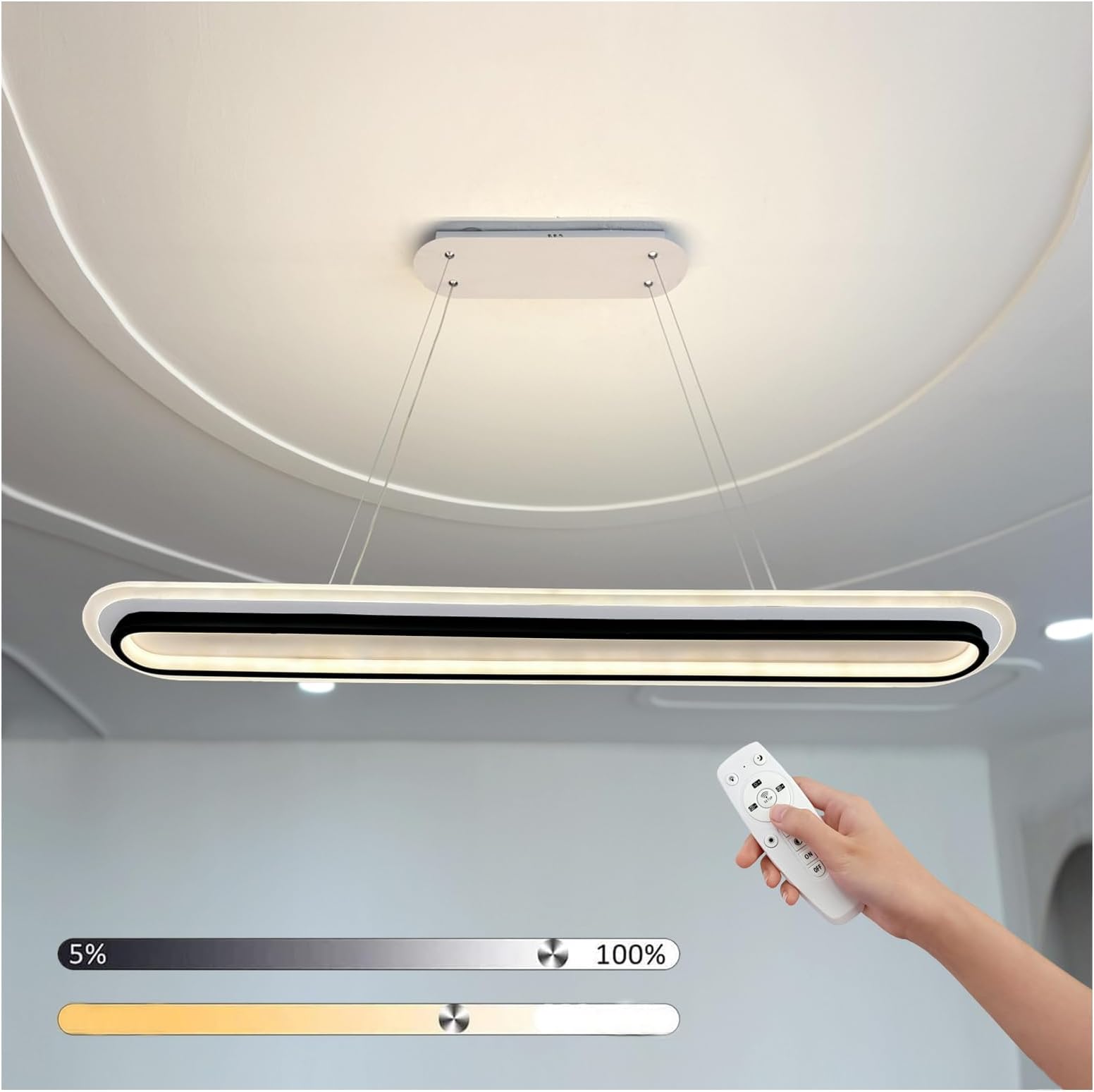 EGLO LED Hängeleuchte Tarugo – 72,5 Cm, Dimmbar, Chrom/weiß, 4x4,5W, Warmweiß, Für Esstisch & Wohnzimmer
