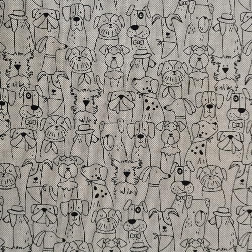 Comic Hunde Stoff – Baumwoll-Mischgewebe 80% Baumwolle – Pflegeleicht, atmungsaktiv – Hunde Cartoon Stoff für Kleidung, Kissen, Taschen, Patchwork & DIY – Stoffbreite ca. 140 cm