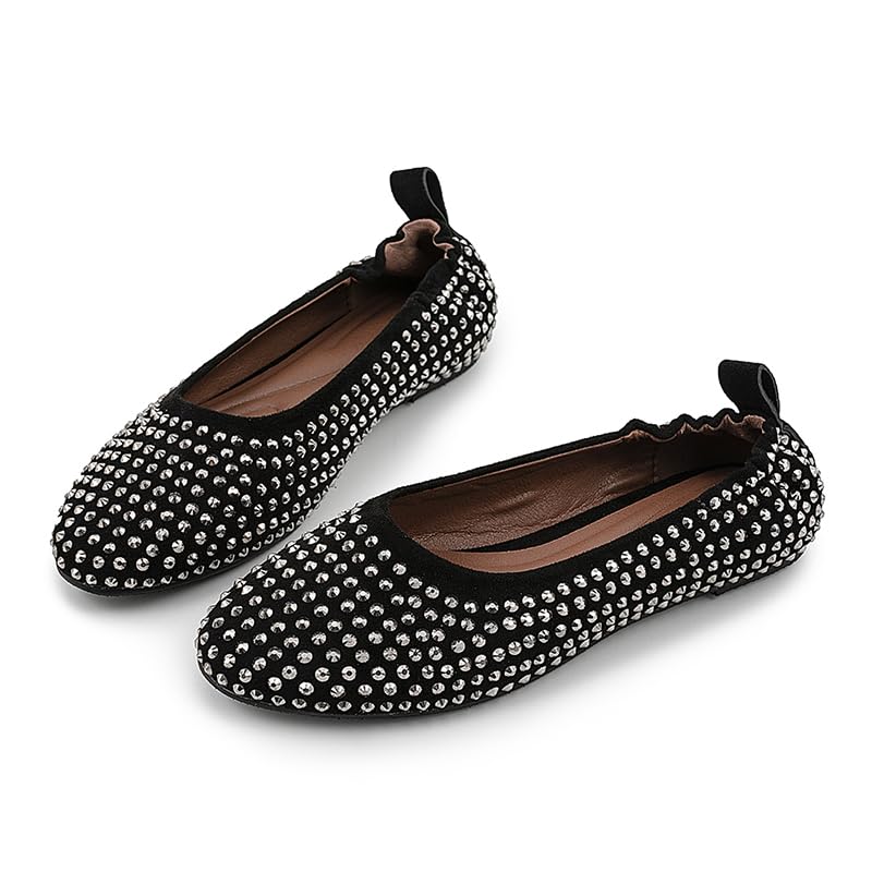 Women's Ballet Fashion Mary Jane Studded Flats for Lady Rounded Toe Casual Shoes4