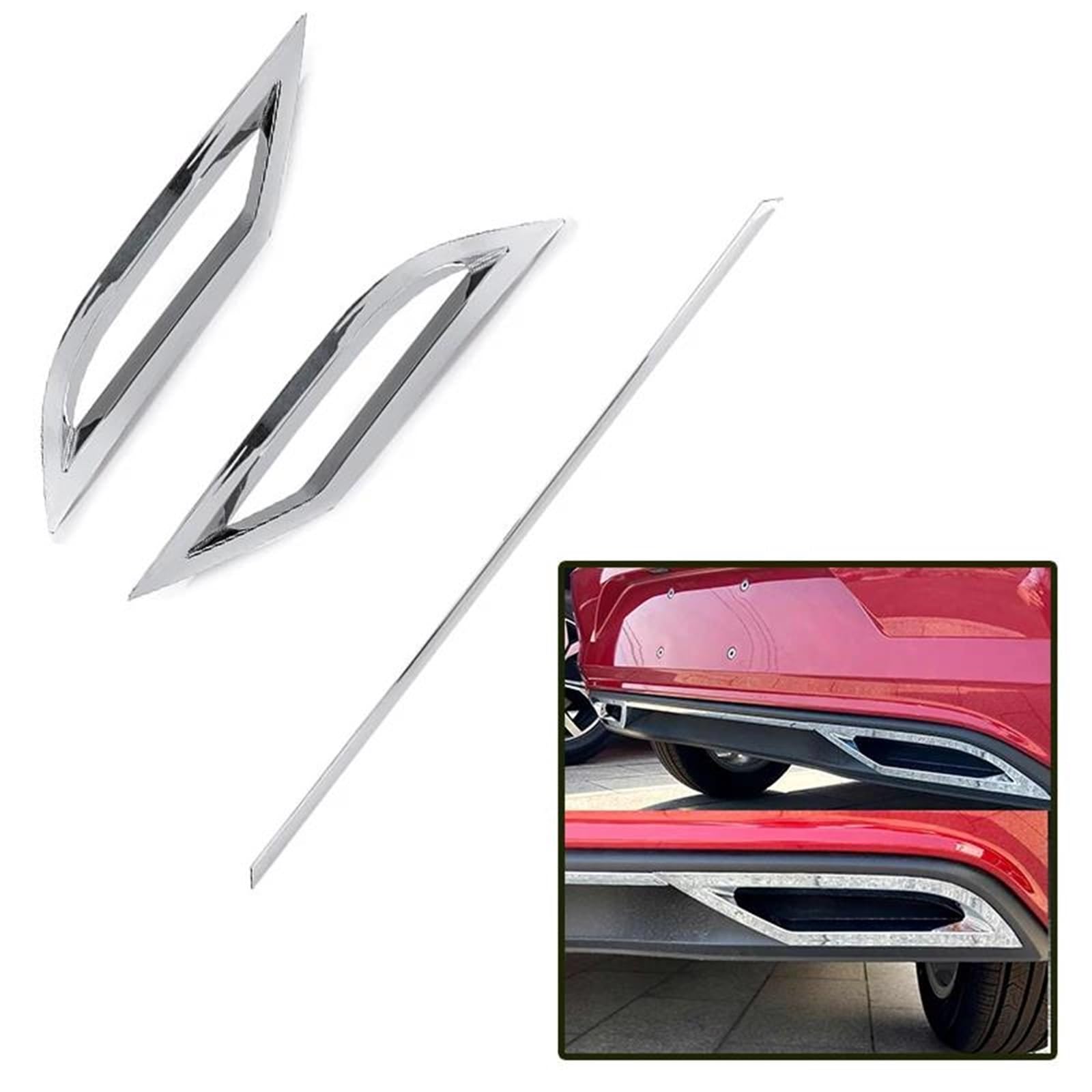 Terminale Scarico Per VW Per Polo Per MK6 Per Polo Plus 2018-2020 3 Pezzi Auto Paraurti Posteriore Diffusore Spoiler Uscita Aria Striscia Scarico Copertura Trim Exhaust Tail Pipes
