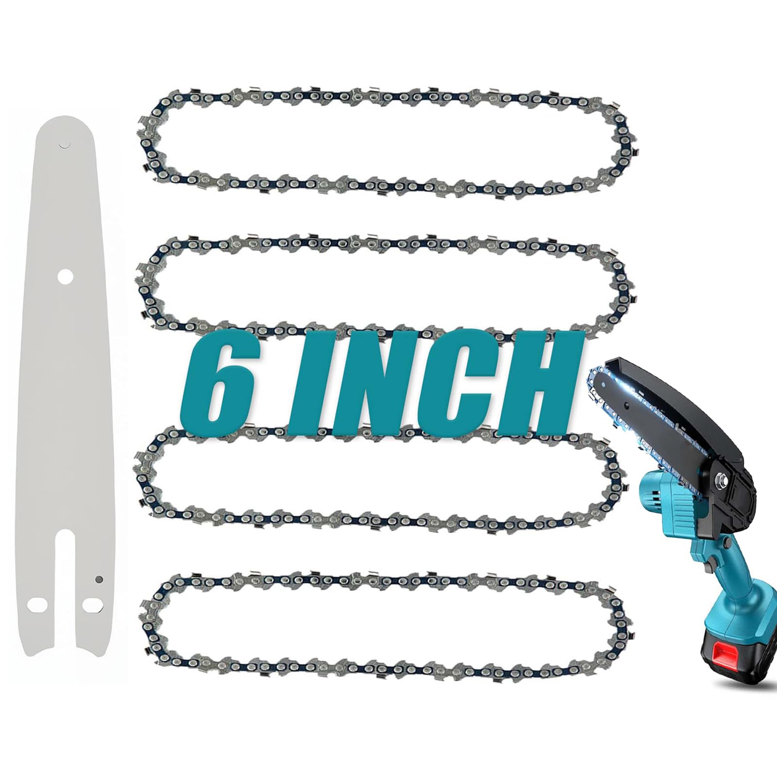 Photo 1 of **********MISSING PARTS*******
6 Inch Chainsaw Chain, 4 Pieces Replacement Chains with Bar for Almost 6-inch Cordless Electric Portable Mini Chainsaws, Durable Carbon 6Inch Chainsaw Chains for Pruning Shears and Wood Cutting