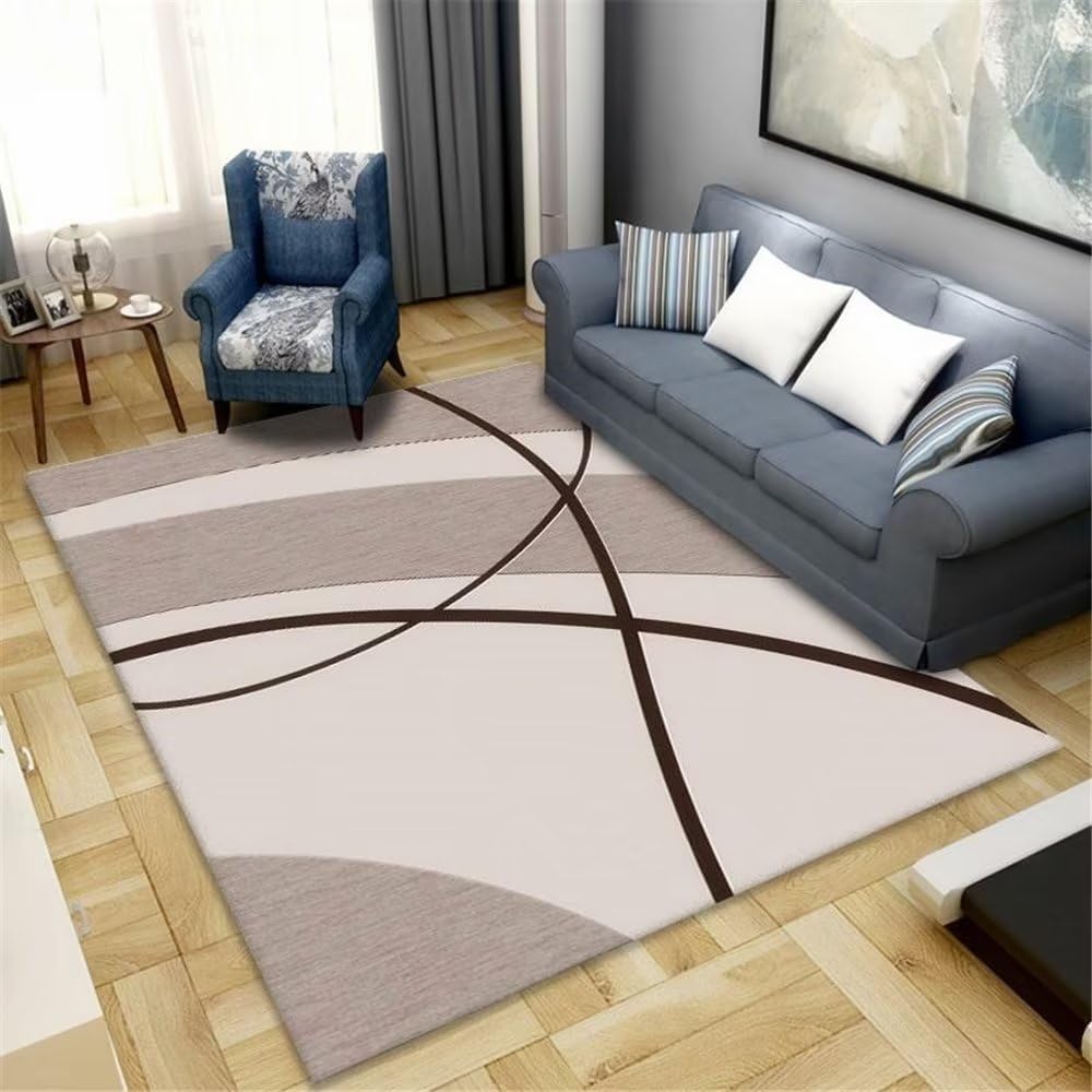 Tapis de chambre gris à rayures pour sol froid et petit espace