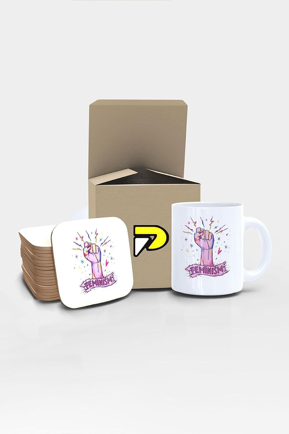 Postermanya Feminizm Tasarımlı Baskılı Kupa Bardak Seti, Eğlenceli Özel Hediye Mug