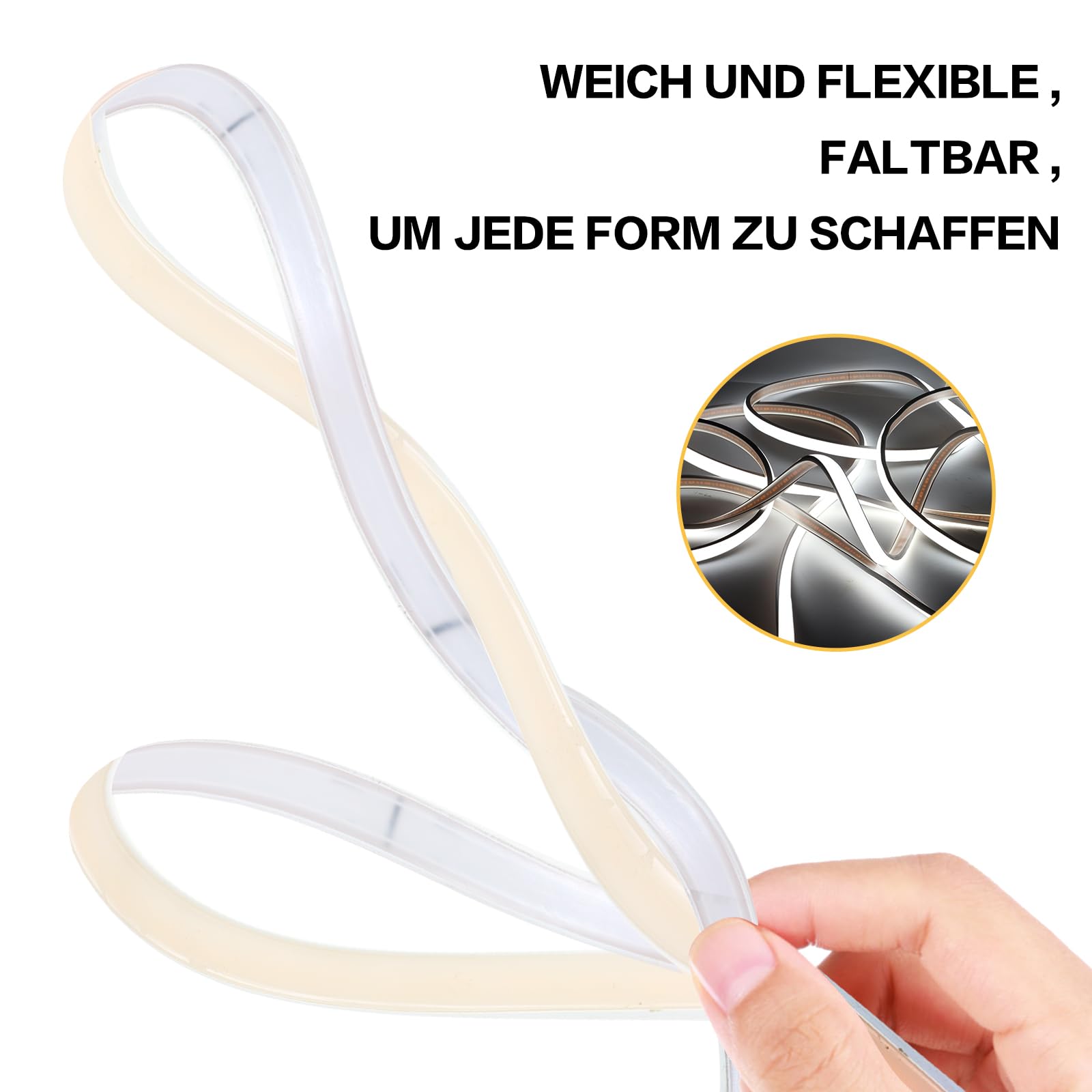 pcning 1M 2M 3M 5M 10M 20M Tira LED COB 220V con Enchufe, IP67 Etanche Luz Fita LED Flexible Strip para Interior Exterior (Blanco Frío, 2M)