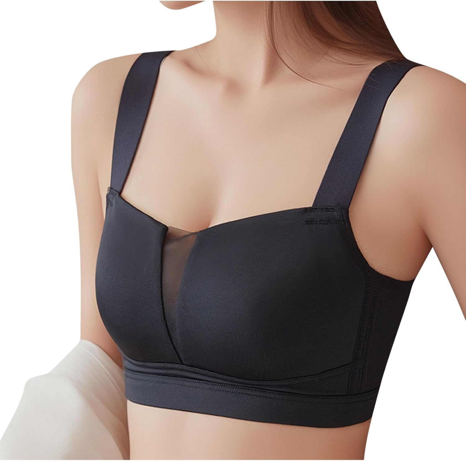 Full Coverage Bra for Women Plus Size Support Mesh Push Up Padded Bra Wireless Lift Comfort Bralette Everyday Wear