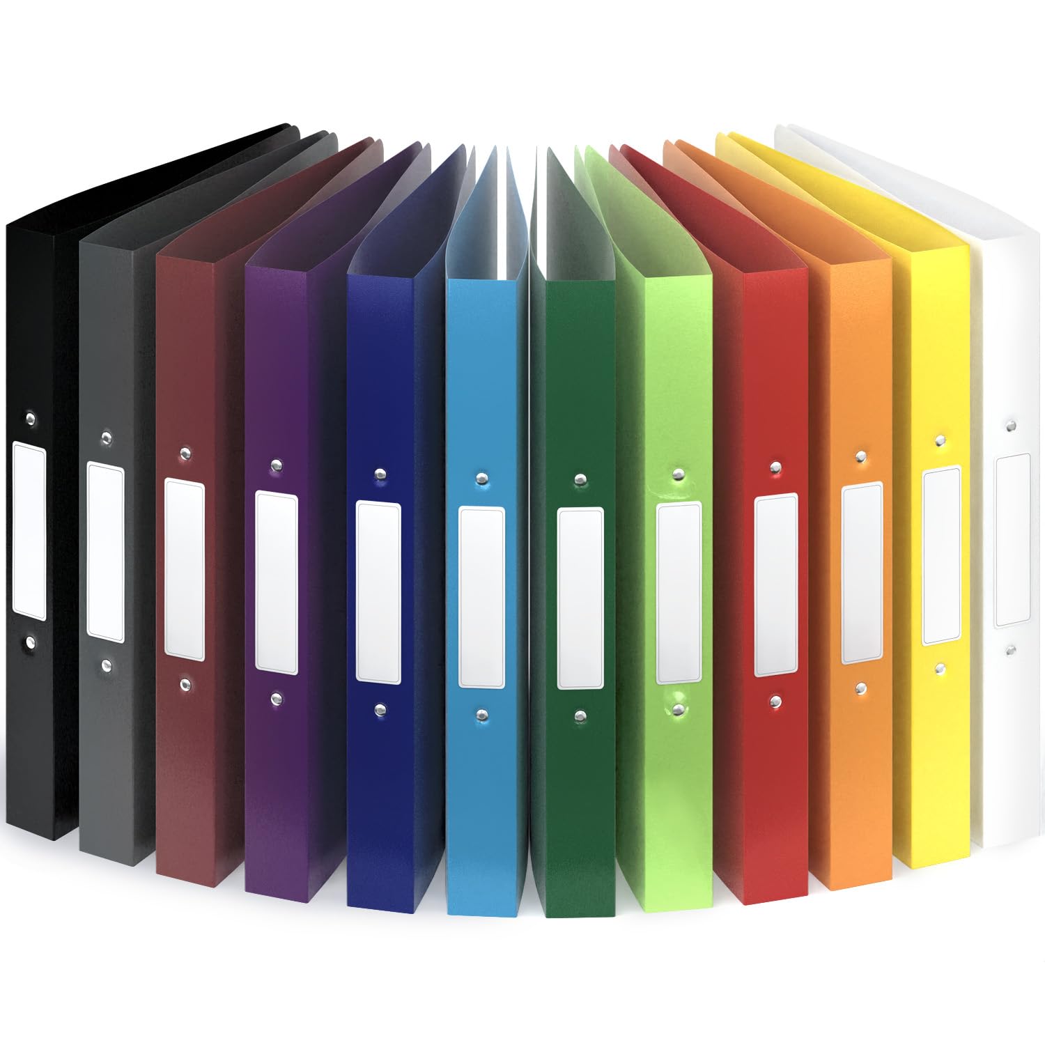 ACROPAQ - 12 x Ring Binder A4 - Flexible A4 Folder Files for 200 Pages, Binders with 2 Rings, Spine Width 3.5 cm, Color Arch 'Nature' Color Collection - Slim Binder, School Folder, Plastic Folder — image 1