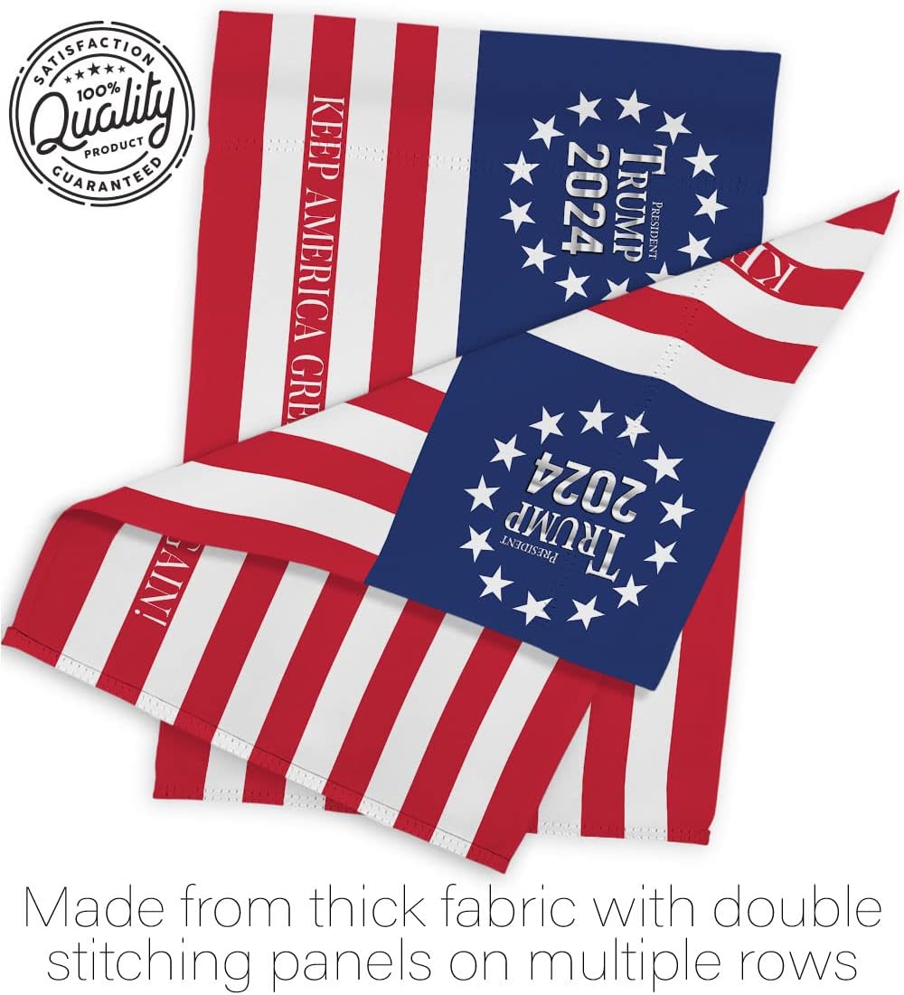 Keep America Great Again 2024 Garden Flag - Set with Stand Patriotic Vote President Democrat Republican Tea Party United State American Election - House Yard Gift Double-Sided 13 X 18.5