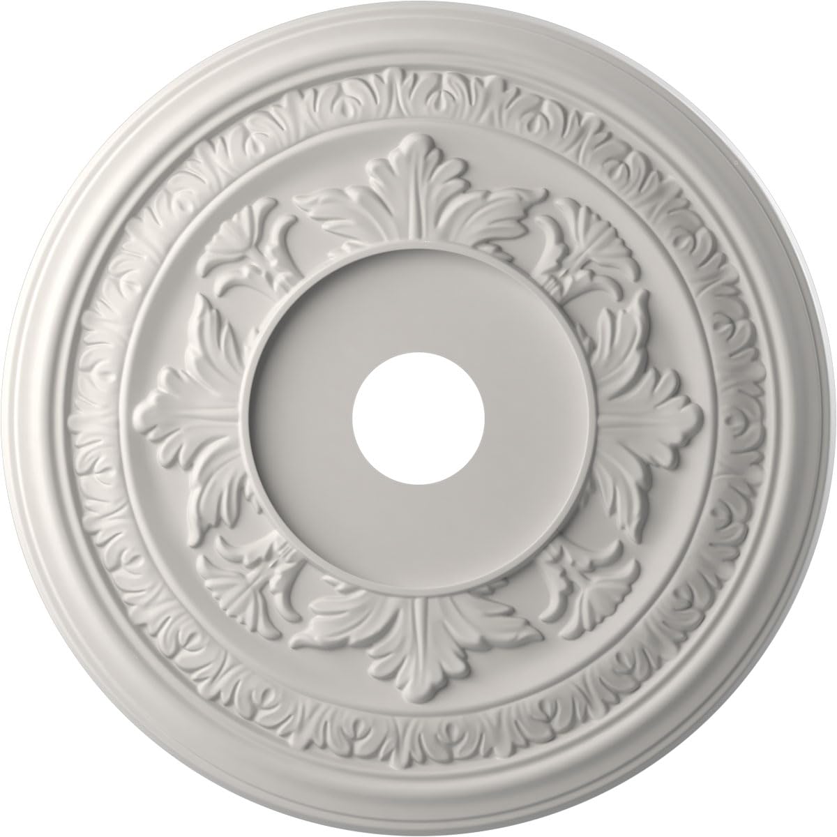 Ekena Millwork CMP22BAGBW Baltimore Thermoformed PVC Ceiling Medallion (Fits Canopies up to 7 3/4"), 22"OD x 3 1/2"ID x 1"P, UltraCover Satin Blossom White