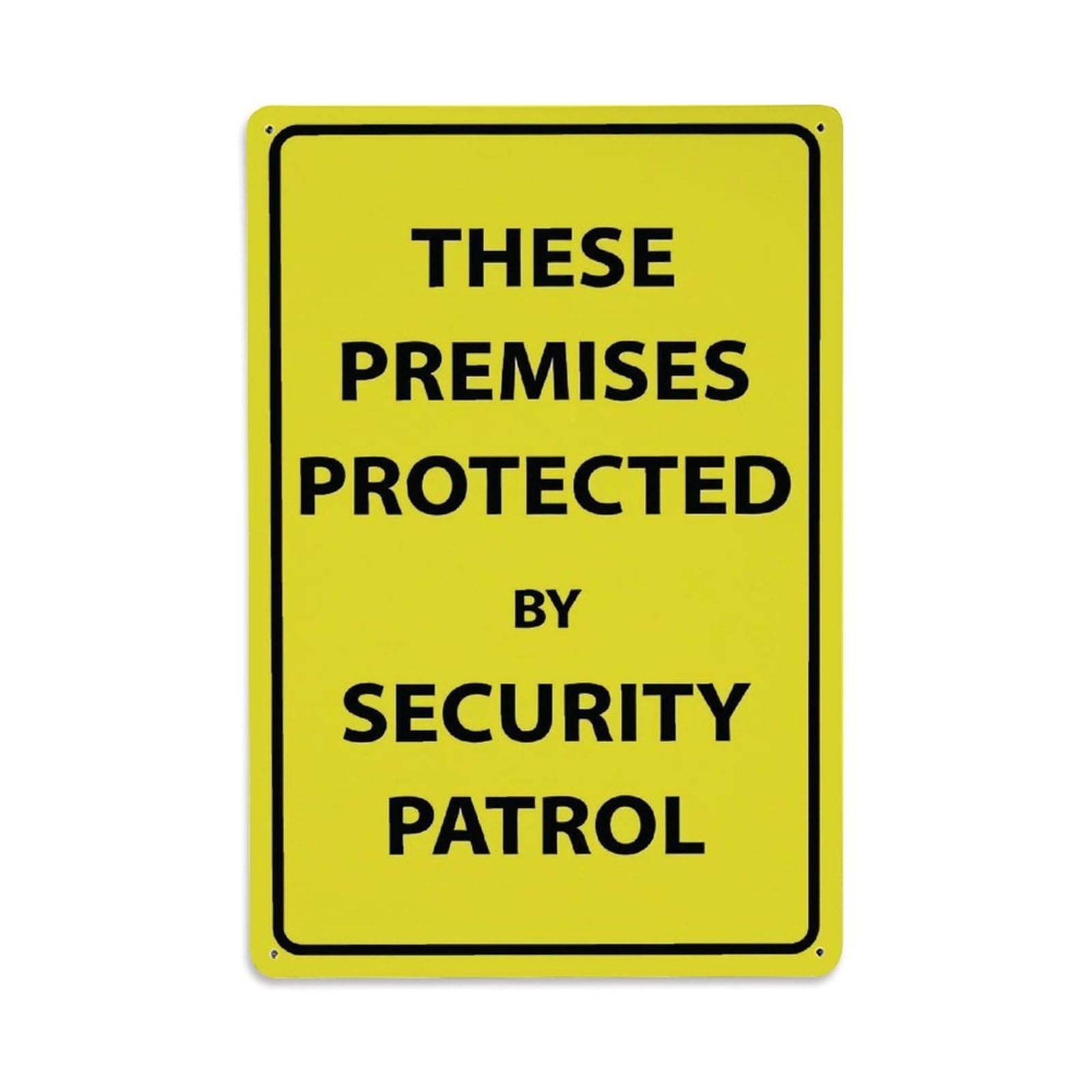 Premises Protected By Security Patrol Yard Warning Vertical Sign Vintage Aluminium Metal Sign, Retro Wall Decor for Home, Bar, Garage & Farmhouse 30x20cm