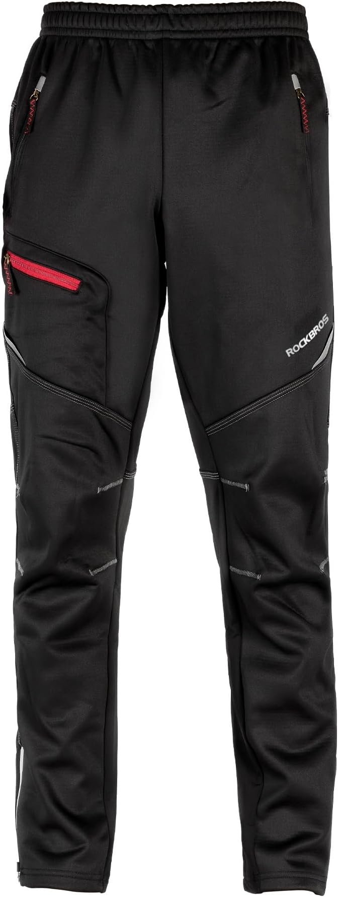 Men's Winter Fleece Cycling Trousers Fast Dry Warm Cycling Reflective Windproof Pants, Water Resistant Outdoor Sport Thermal Softshell Pants, Tights Bicycle Trousers
