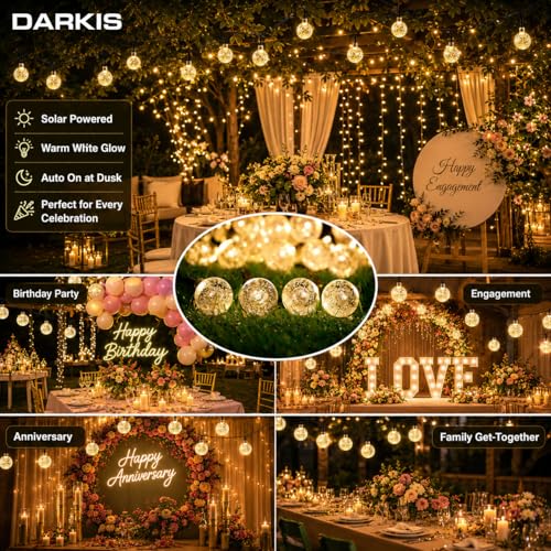 Image of DARKIS 45 Bulbs LED Fairy String Solar Light | 10 Meter Waterproof Indoor Outdoor Solar Powered Decoration for Garden Yard Balcony (Yellow)