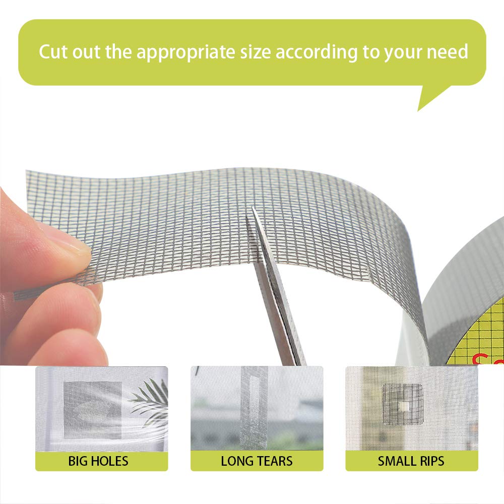 FLYZZZ Window Screen Repair Kit Tape with Stitching Thread, Gray(16.4FT), Waterproof 3-Layer Strong Adhesive Window Screen Doors Patch Tape Suitable for Covering Holes&Tears Instantly 1