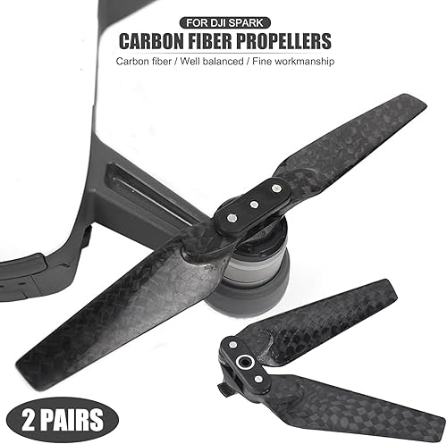 Miniatura 2 de EVTSCAN DJI Spark - Cuchillas de hélice de fibra de carbono, 2 pares de hélices plegables de fibra de carbono, accesorio para drone Quadcopter para