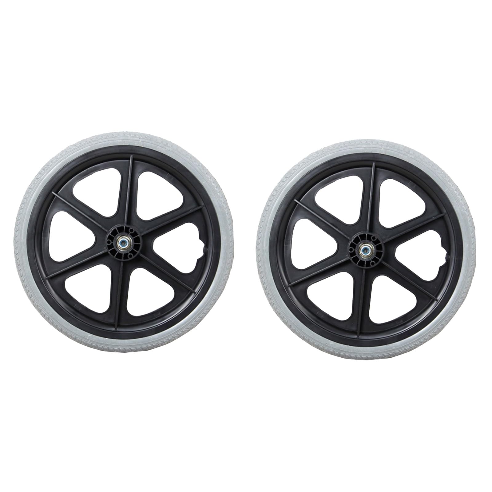16 Pulgadas Rueda Trasera, Ruedas Rodamiento, Ruedas de Goma, Rueda de Repuesto for Silla de Ruedas, 2 Pieza(Gray)