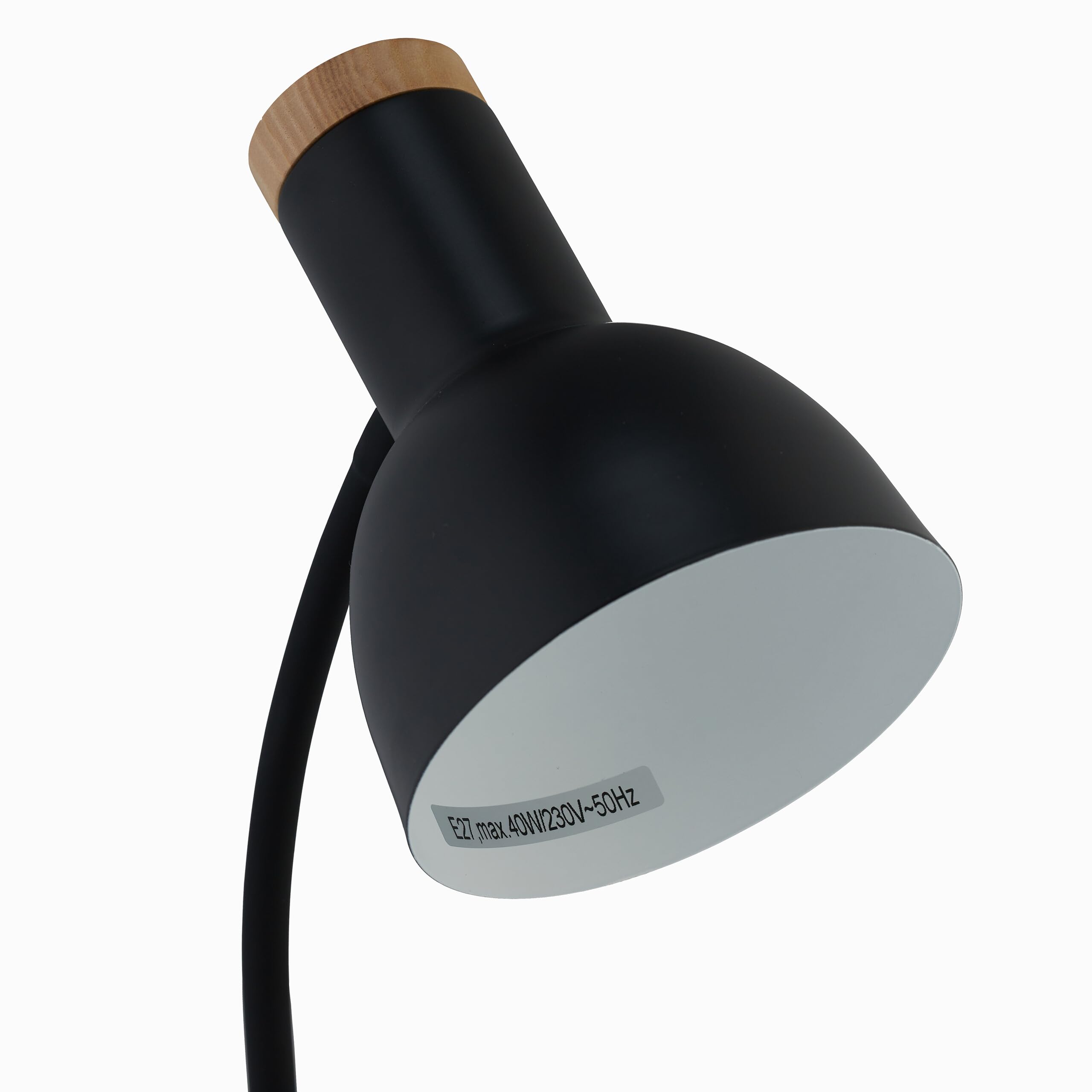 Relaxdays Lampa biurkowa, uchwyt na długopis, metalowa lampa stołowa, (wys. x szer. x gł.): 46,5 x 14,5 x 17 cm, E27, lampa biurowa z kablem, czarna