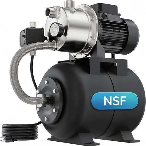 Aquastrong Bomba de jardín de pozo poco profundo de 115 V, acero inoxidable, 1320 GPH, bomba automática de chorro de agua para el hogar, jardín,