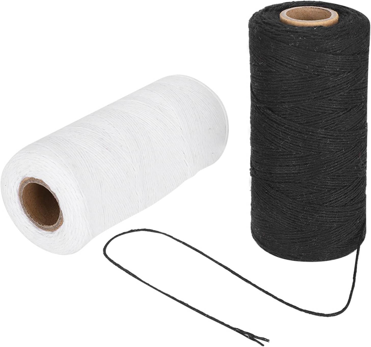 8/4 Warp Thread for Weaving Loom - 100% Pure Cotton Yarn, High Strength, 2 Rolls 2 Colors (250m/820ft), Ideal for Carpets, Blankets & DIY Handmade Projects(Black+White)
