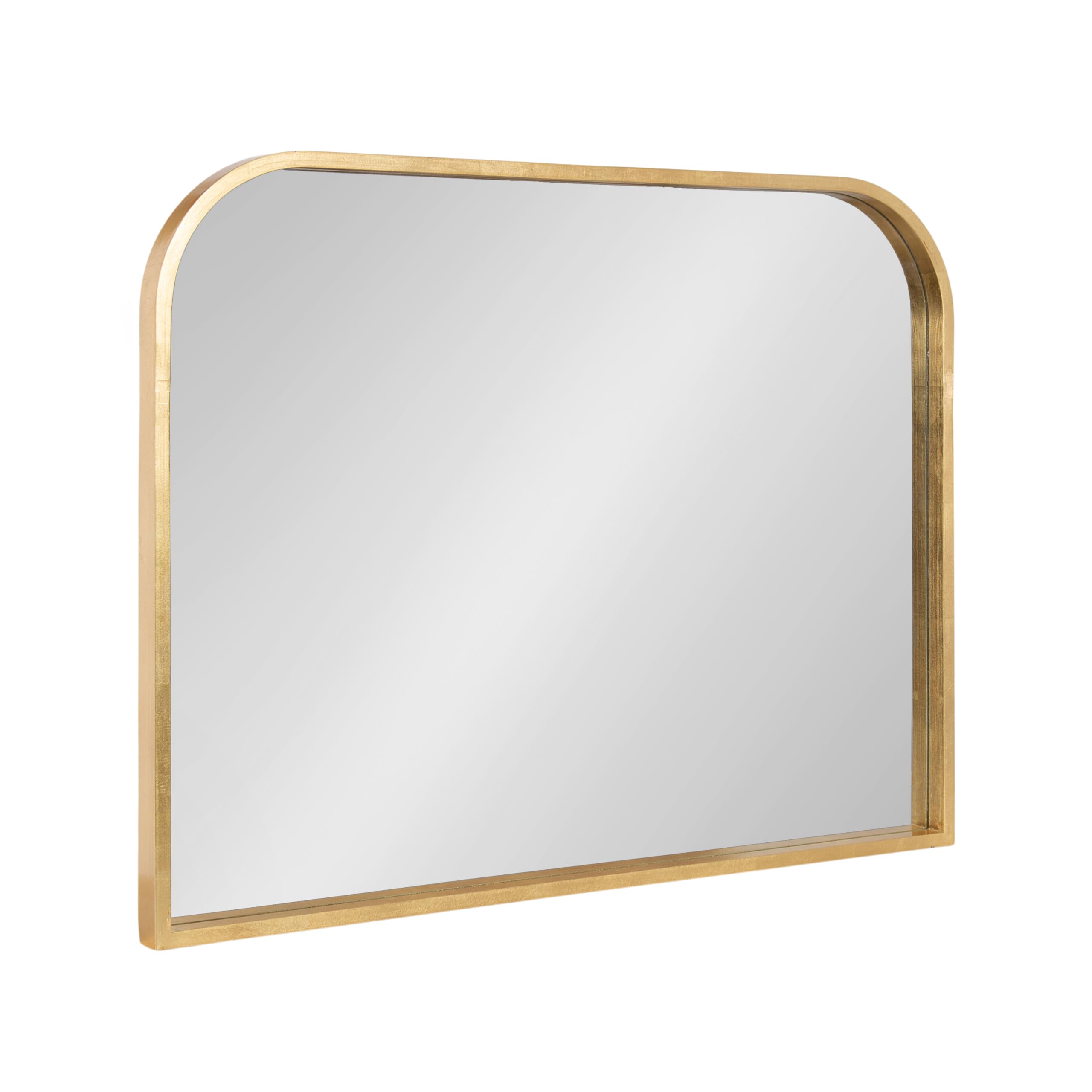 Kate and Laurel Travis Modern Wide Basket Arch Wall Mirror, 36 x 28, Gold, Decorative Wide Arched Bathroom Mirror for Over Sink or for Use as Living