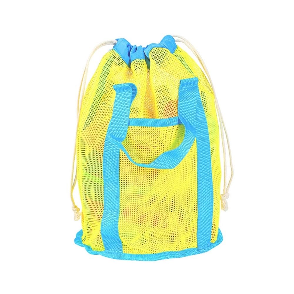 Clarture Foldable Drawstring Backpack - Lightweight Portable Beach Toy Storage Bag for Outdoor Activities(Yellow Blue)