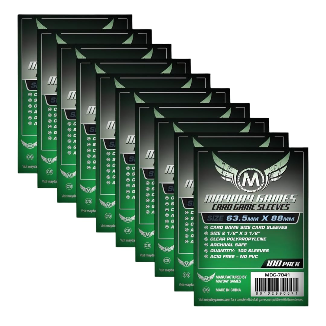 MayDay Games | Pack of 1000 MayDay Sleeves (10 x 100 Sleeves) | Standard Quality | Card Sleeves 63.5 x 88 mm – Standard Card Protector, Protective Sleeve
