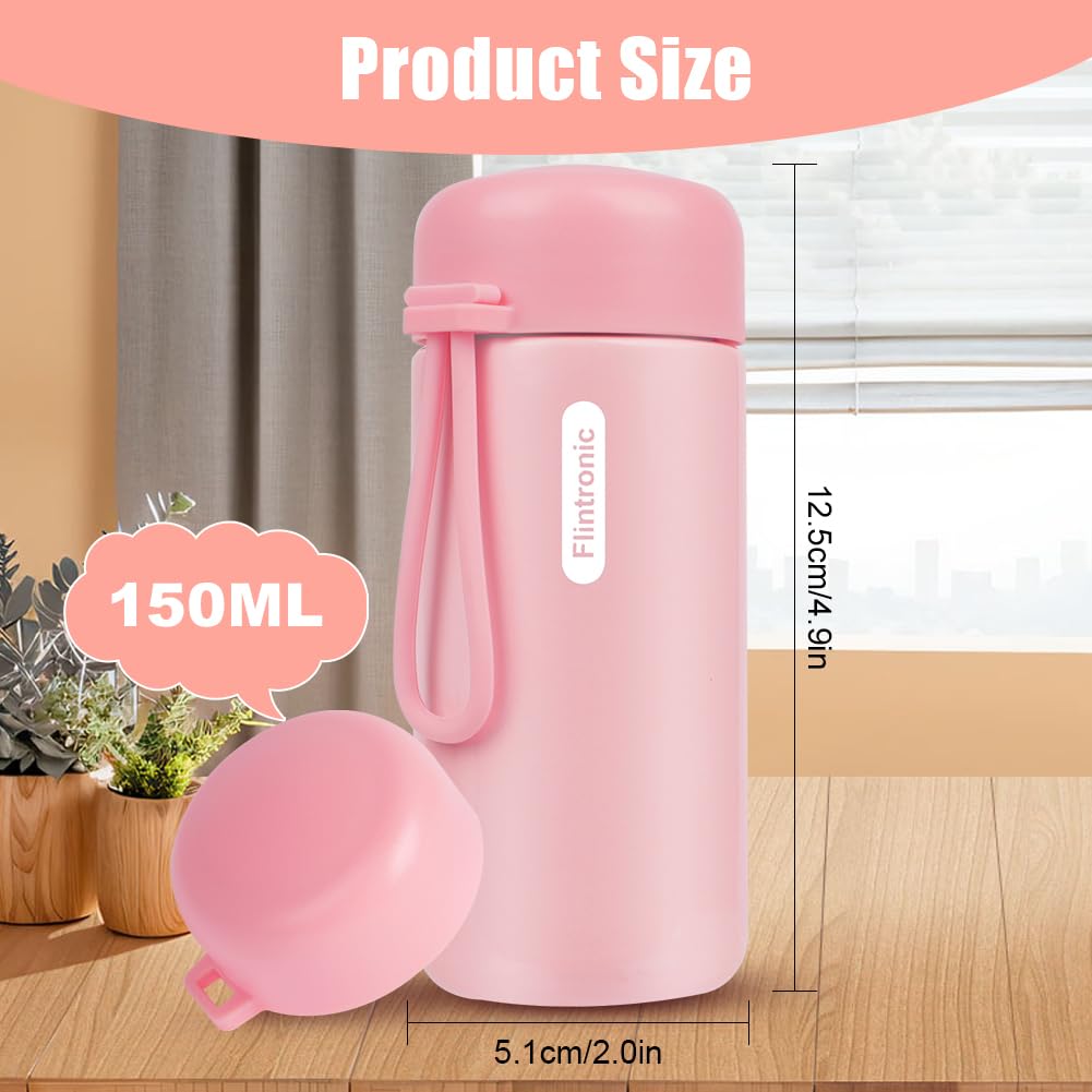 flintronic 150 ML Mini Thermal Flask, Stainless Steel Insulated Water Bottles, Double Wall Vacuum Small Flask - Image 2